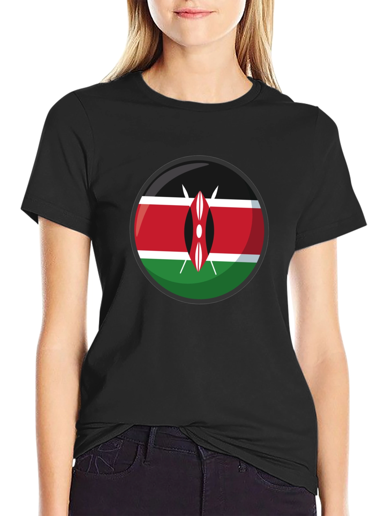 Kenya Flag Graphic T-Shirt - Black