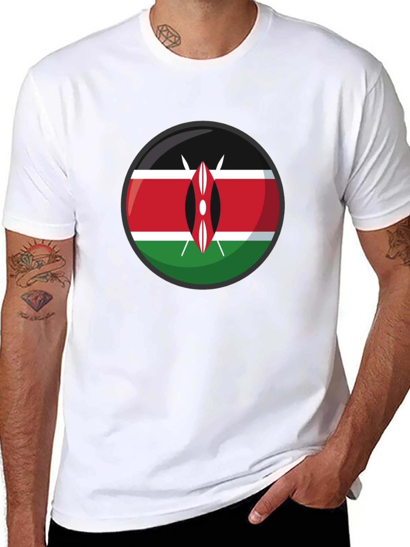 Kenya Flag Graphic T-Shirt - Black