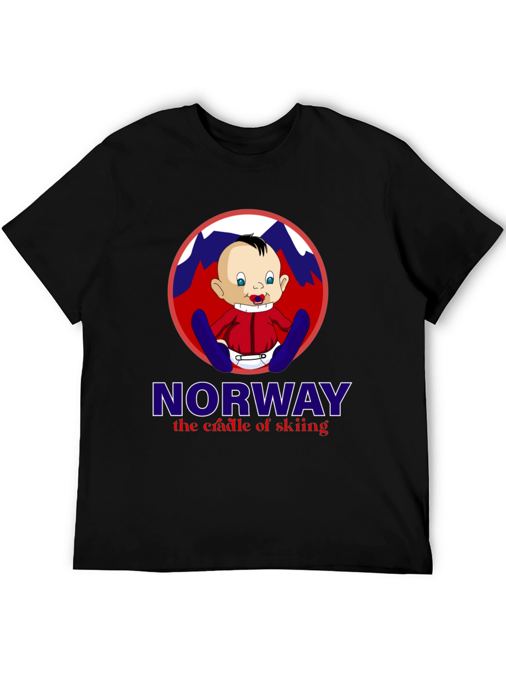 Norway Skiing Baby T-Shirt - Black Graphic Tee