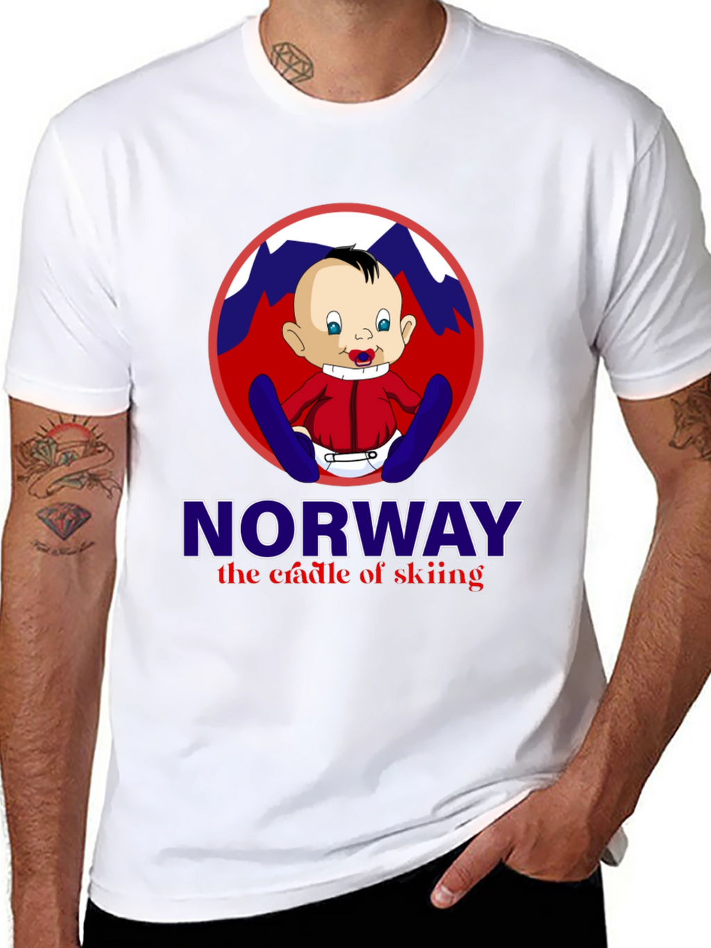 Norway Skiing Baby T-Shirt - Black Graphic Tee