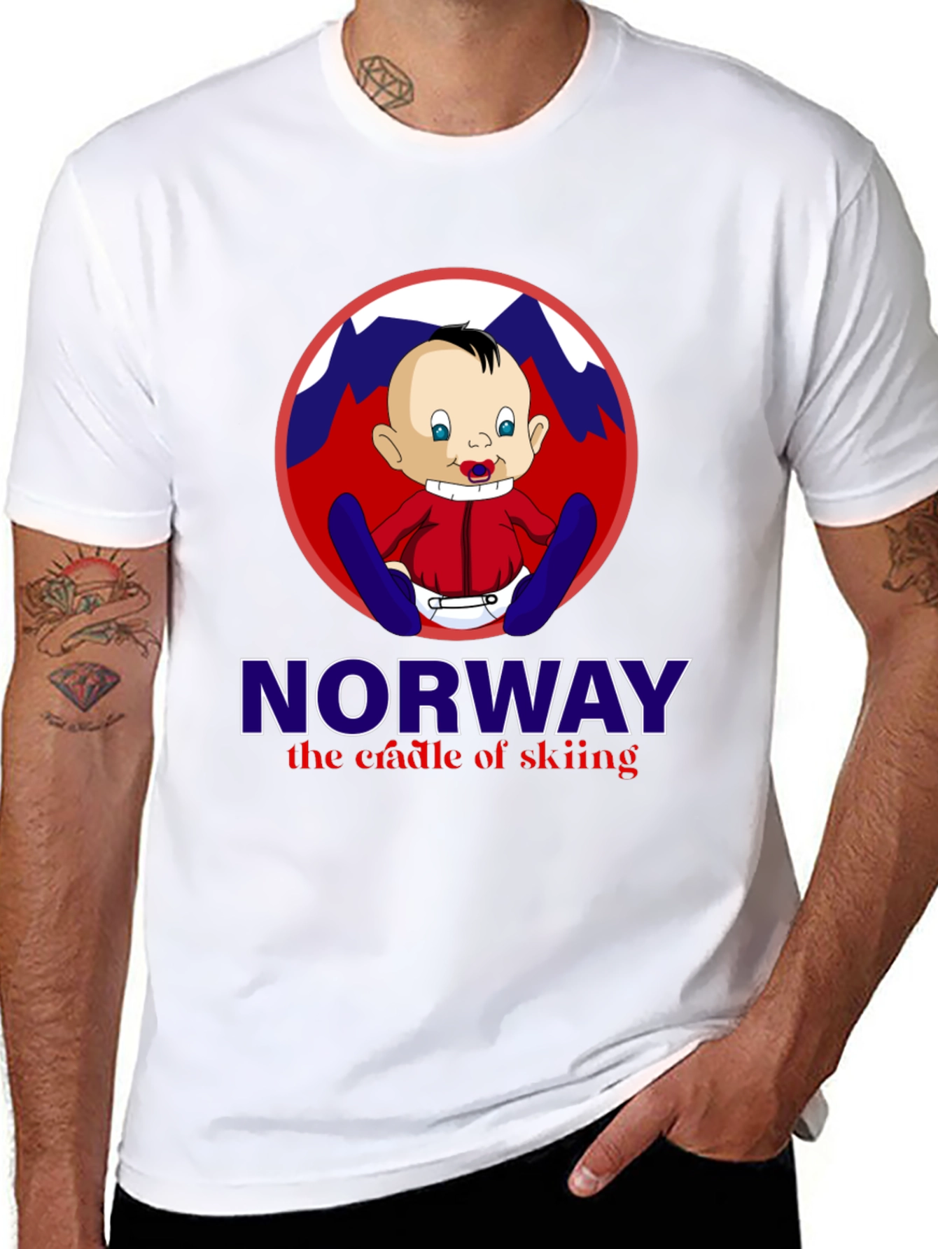 Norway Skiing Baby T-Shirt - Black Graphic Tee