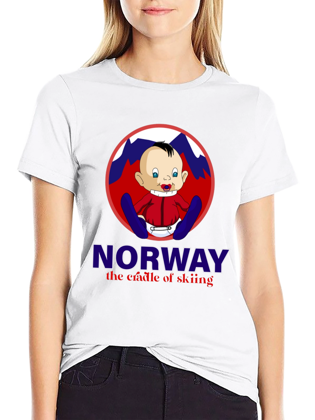 Norway Skiing Baby T-Shirt - Black Graphic Tee