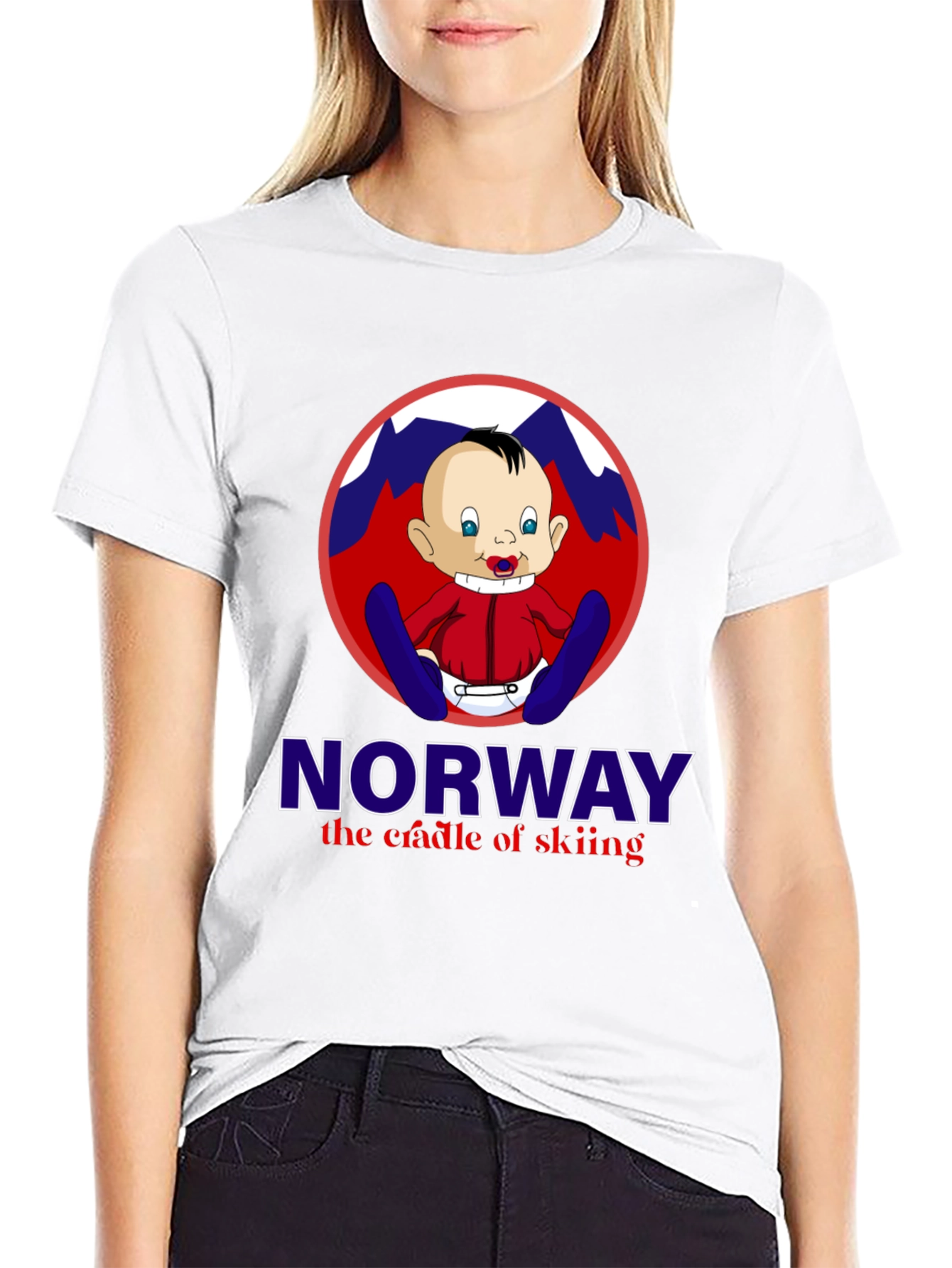 Norway Skiing Baby T-Shirt - Black Graphic Tee