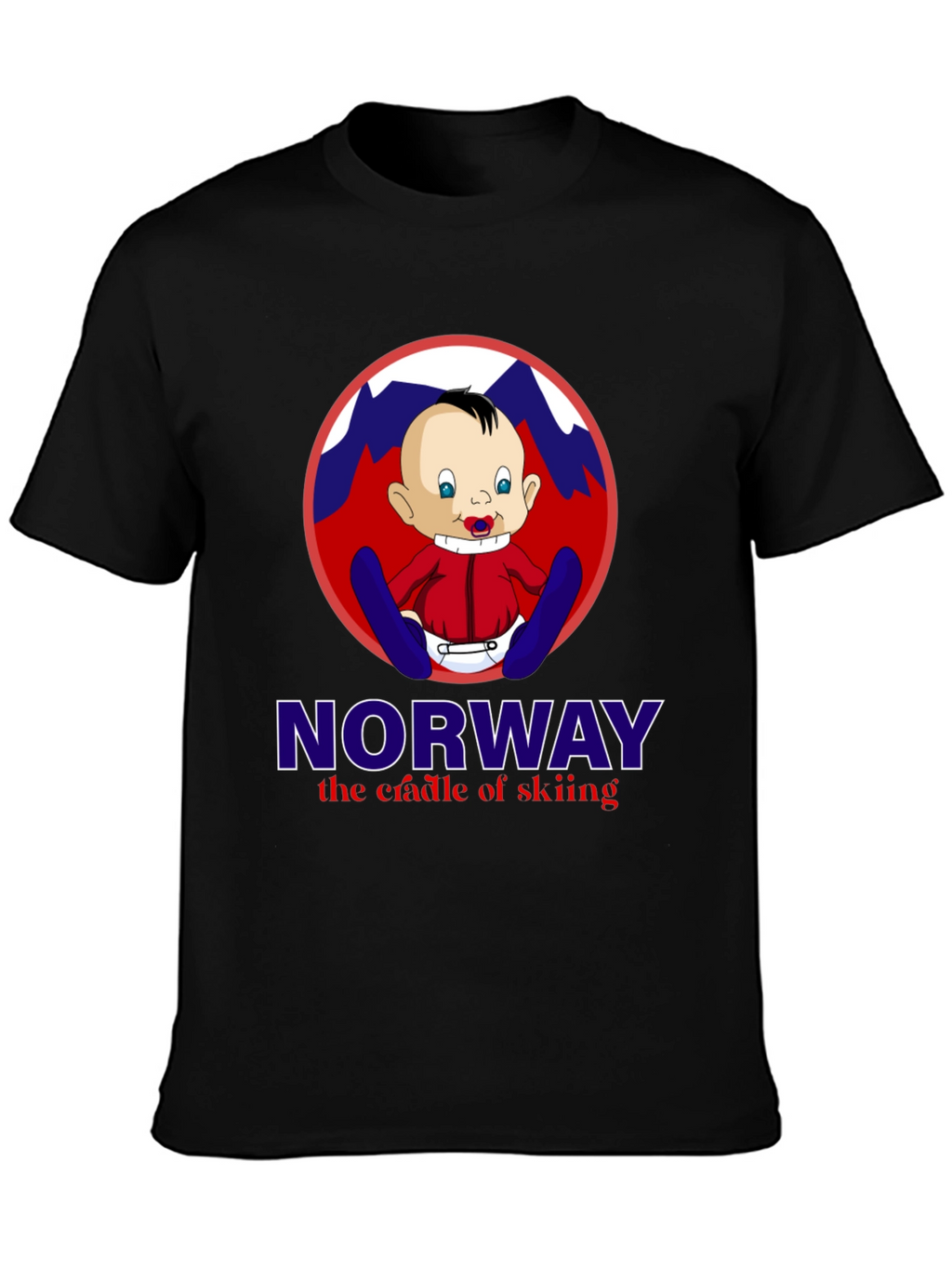 Norway Skiing Baby T-Shirt - Black Graphic Tee