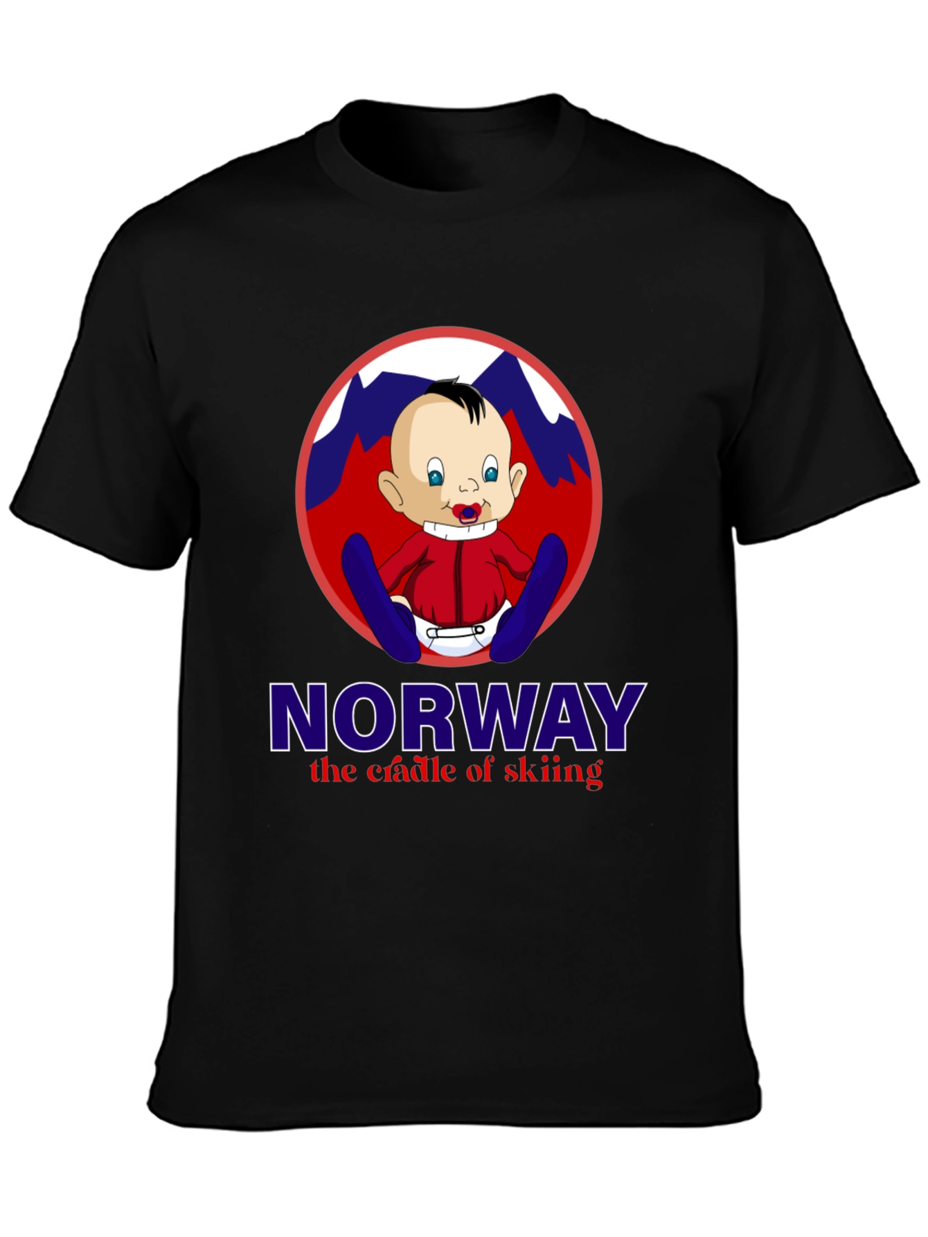 Norway Skiing Baby T-Shirt - Black Graphic Tee