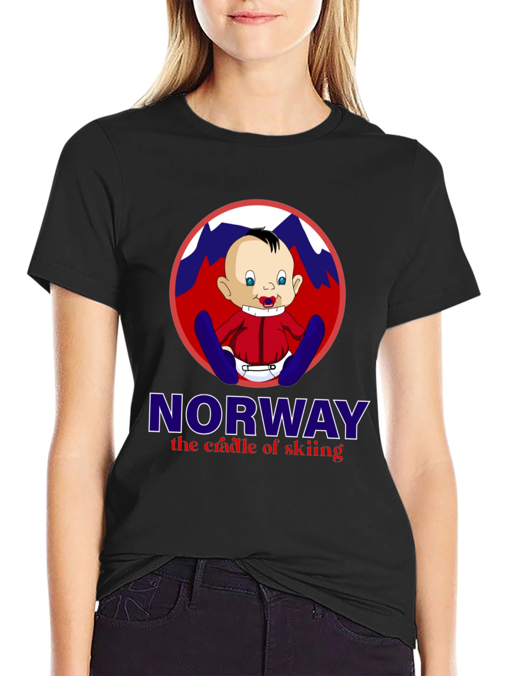 Norway Skiing Baby T-Shirt - Black Graphic Tee