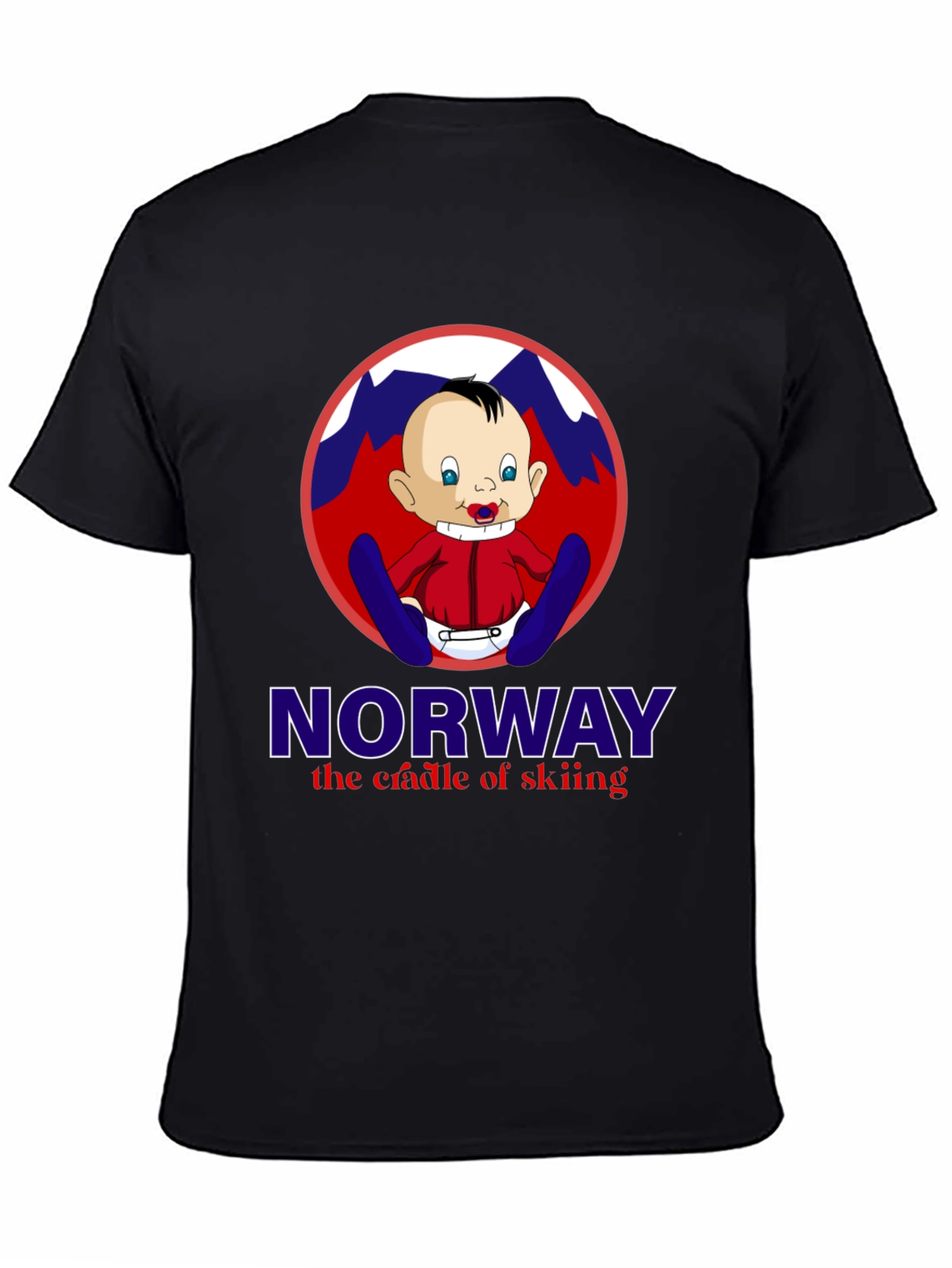 Norway Skiing Baby T-Shirt - Black Graphic Tee