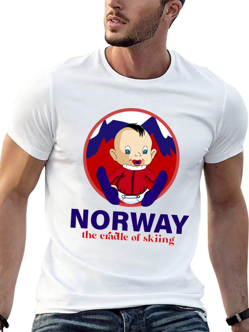 Norway Skiing Baby T-Shirt - Black Graphic Tee