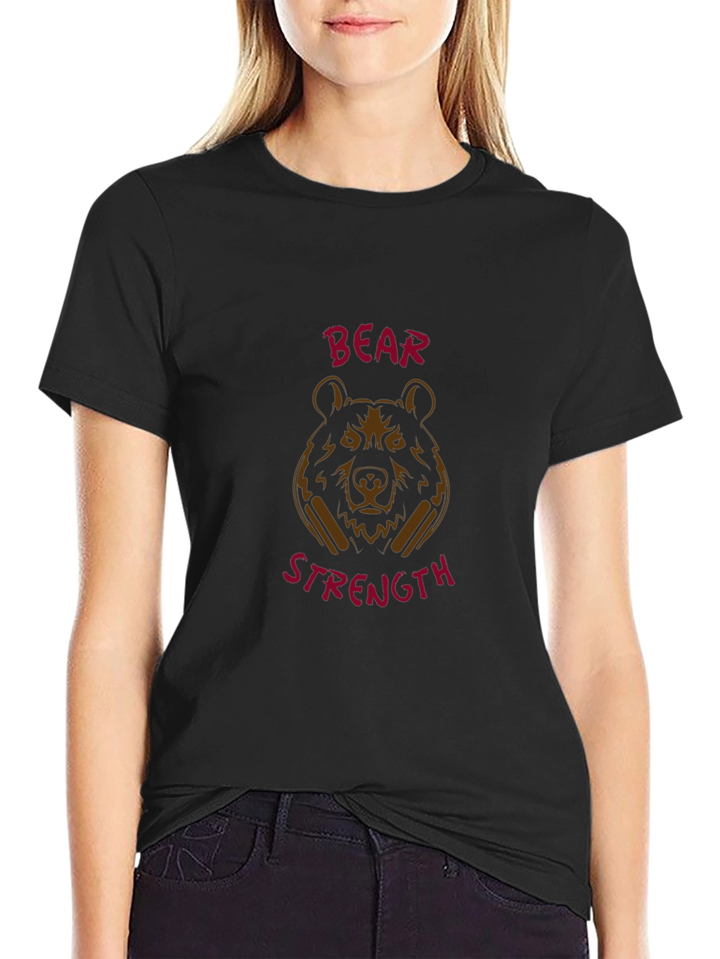 Bear Strength Black Graphic Tee