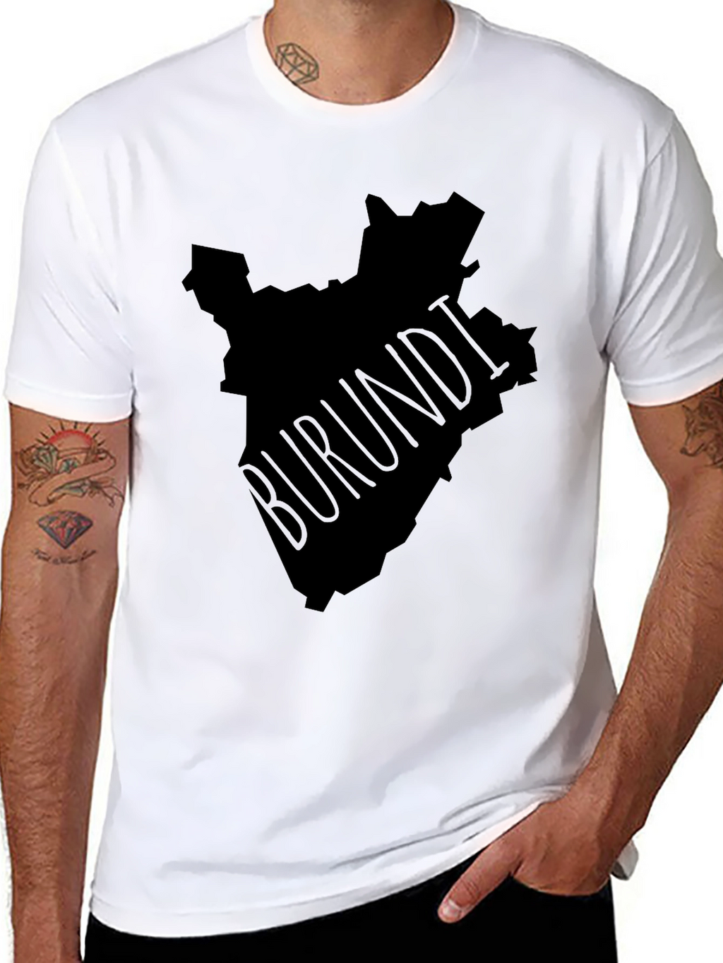Burundi Map Graphic T-Shirt - Black
