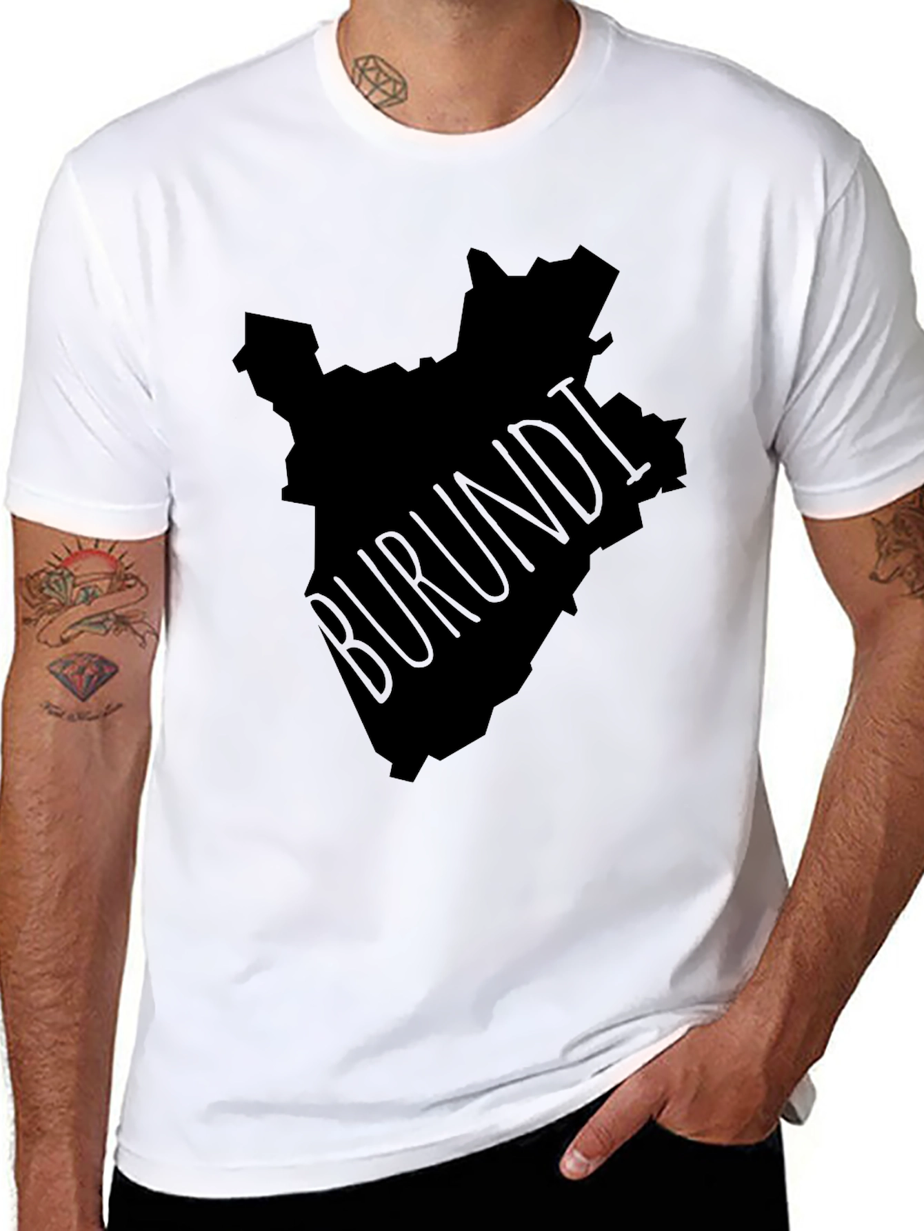 Burundi Map Graphic T-Shirt - Black