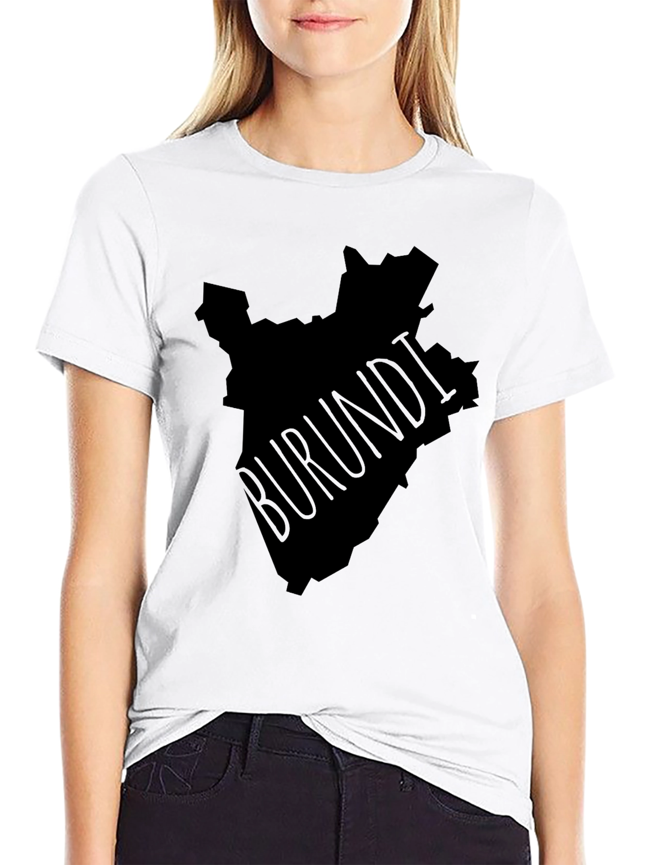 Burundi Map Graphic T-Shirt - Black