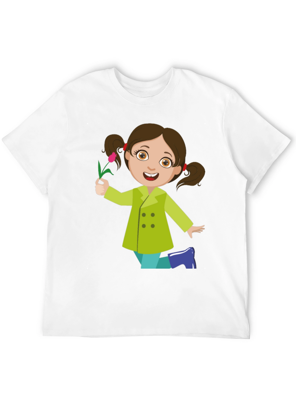 Cute Girl Graphic Tee - Black Cotton Blend Shirt