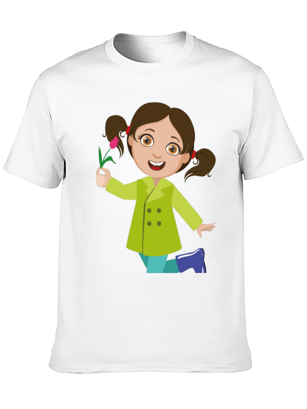 Cute Girl Graphic Tee - Black Cotton Blend Shirt