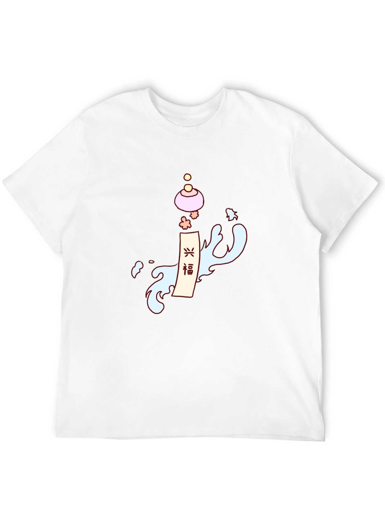 Mens Black T-Shirt with Asian-Inspired Graphic
