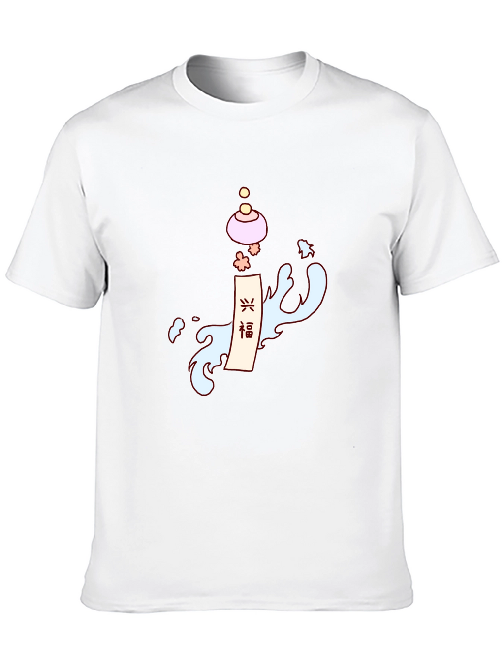 Mens Black T-Shirt with Asian-Inspired Graphic
