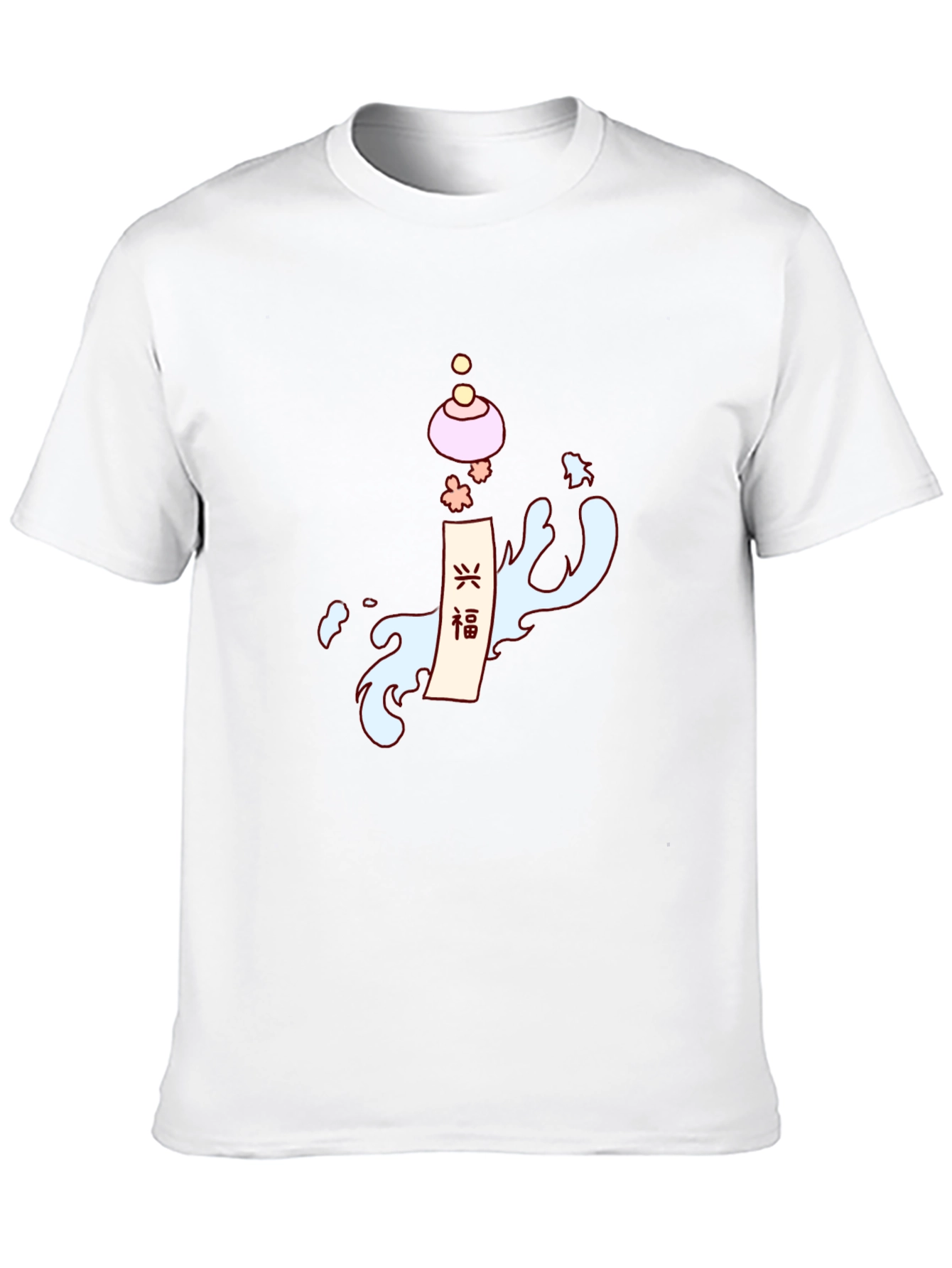 Mens Black T-Shirt with Asian-Inspired Graphic