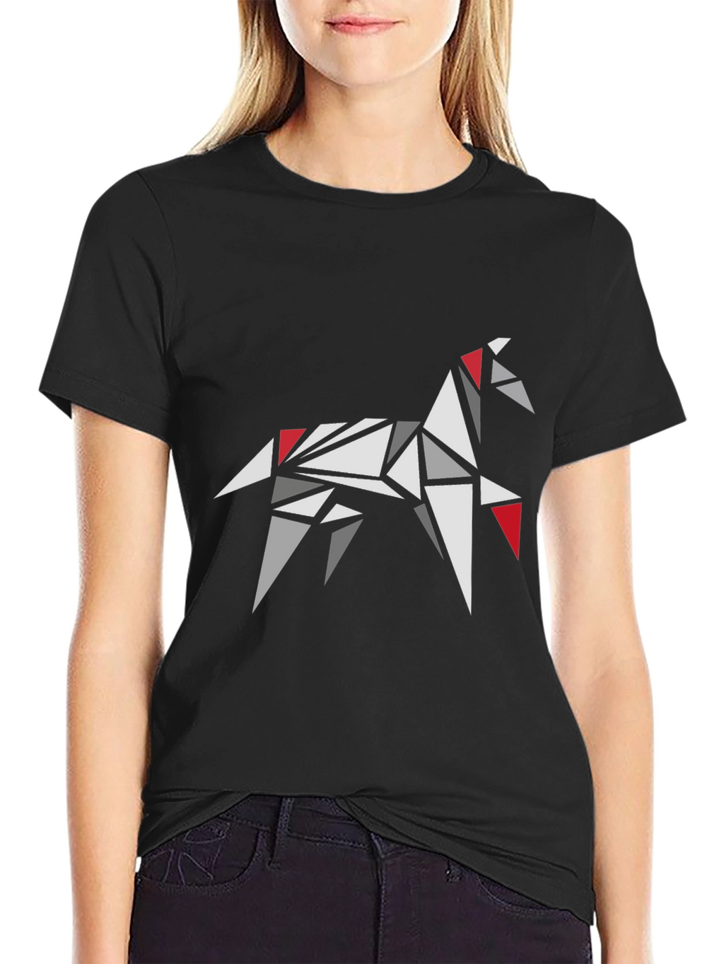 Geometric Horse Graphic Tee - Modern Casual Style