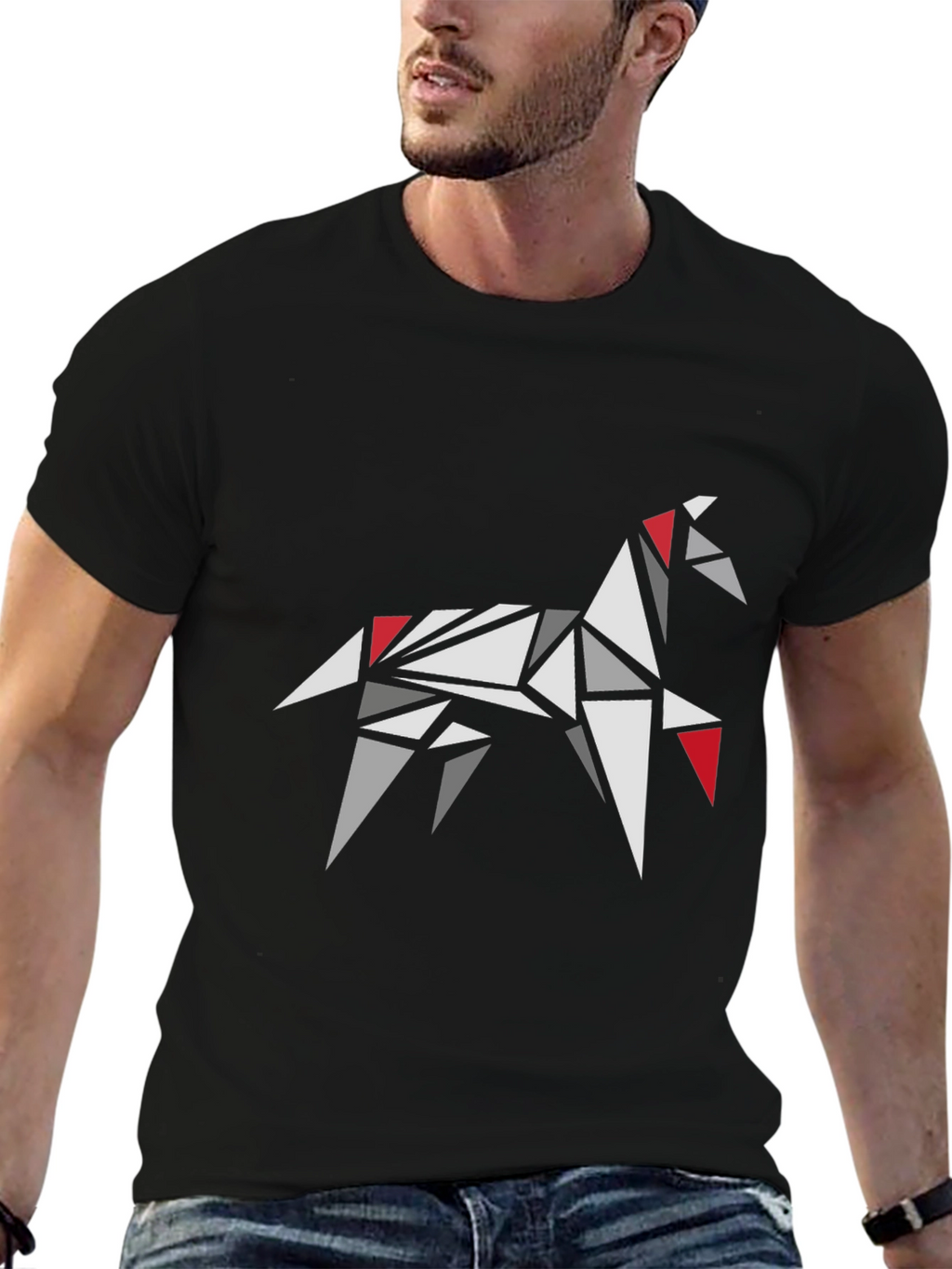 Geometric Horse Graphic Tee - Modern Casual Style