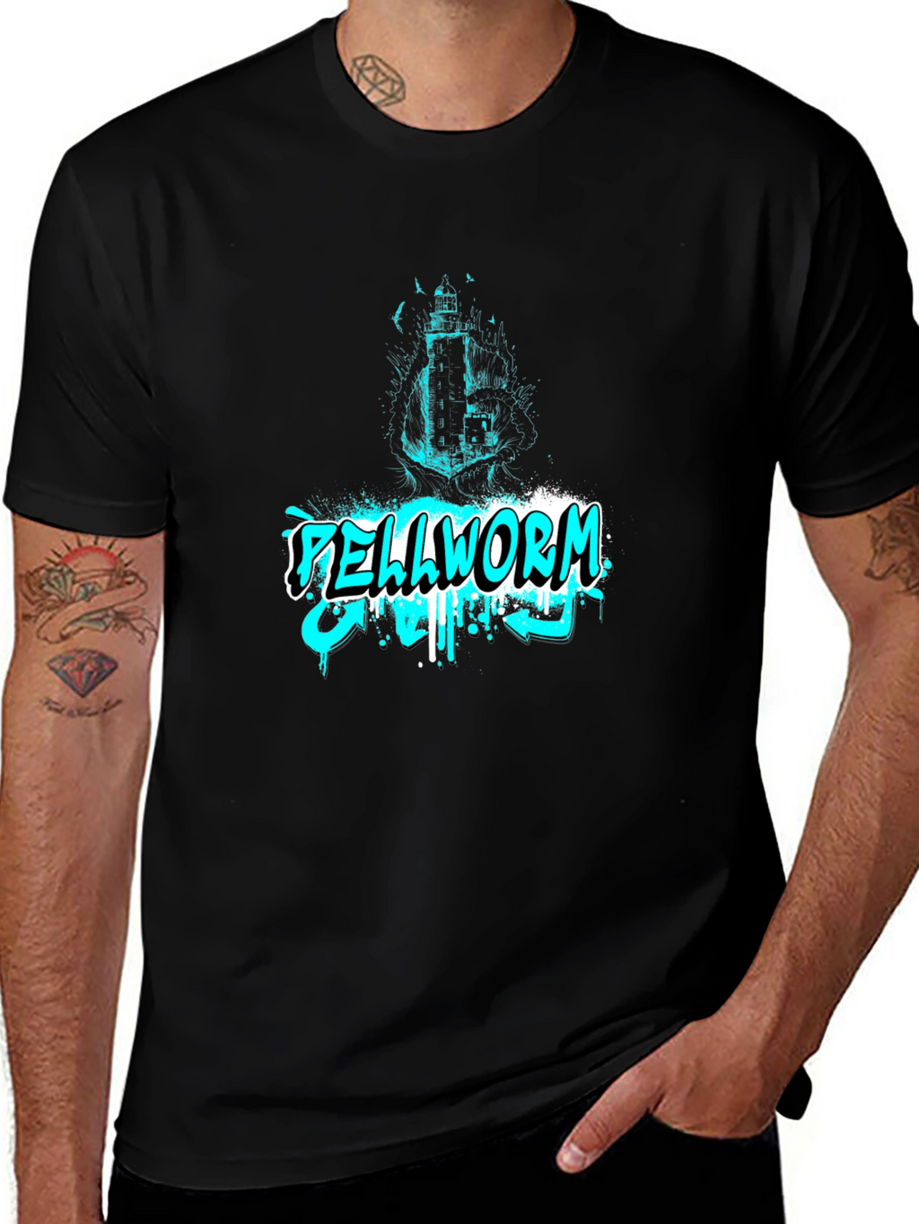 Hellworm Graphic Print Black T-Shirt