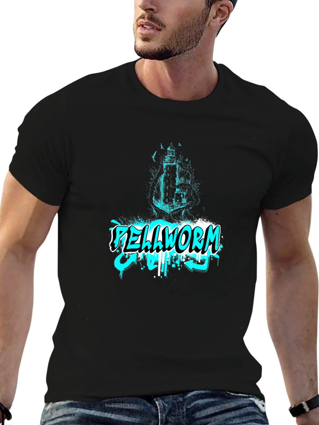 Hellworm Graphic Print Black T-Shirt