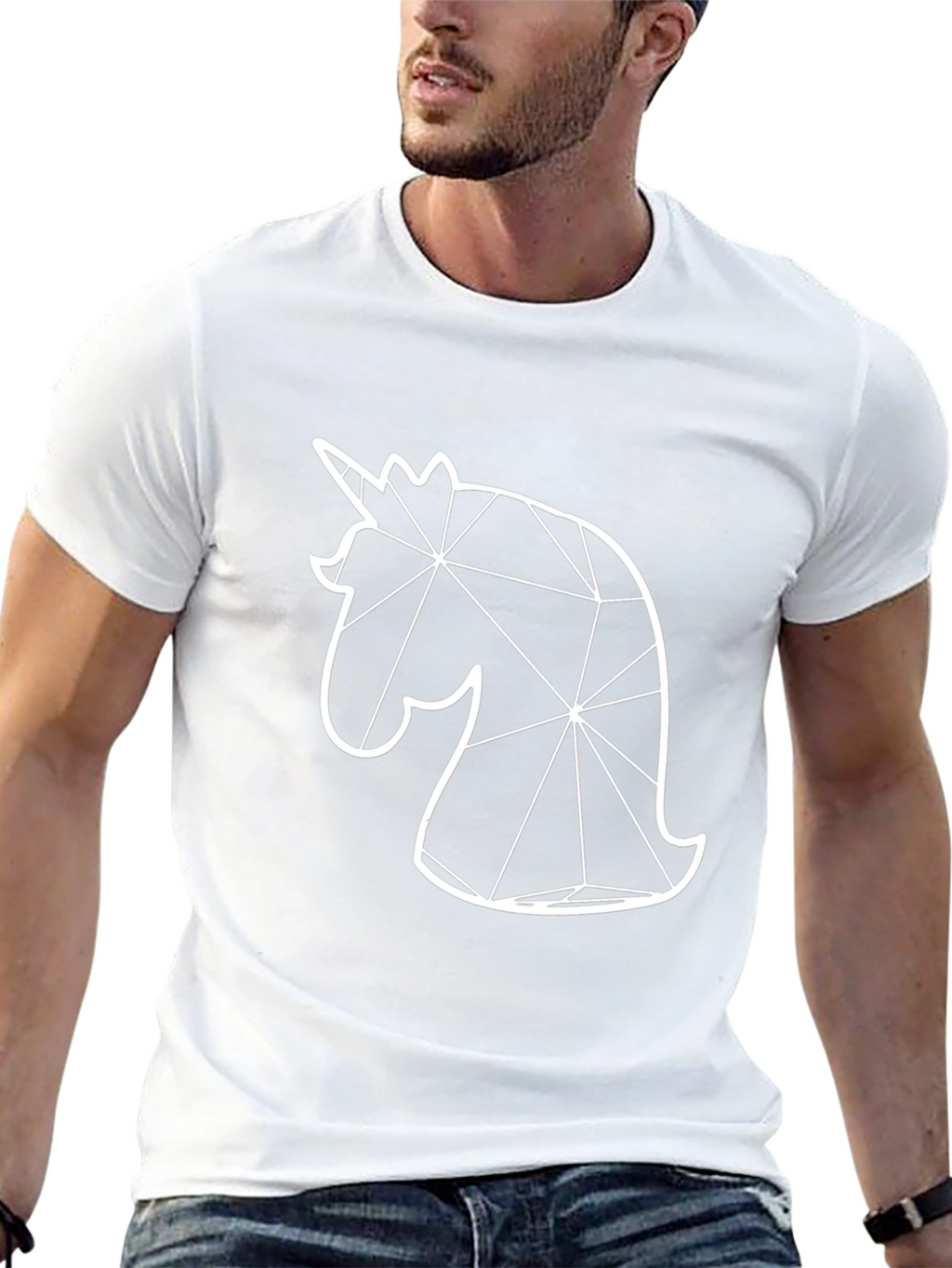 Geometric Unicorn Graphic Tee - Black