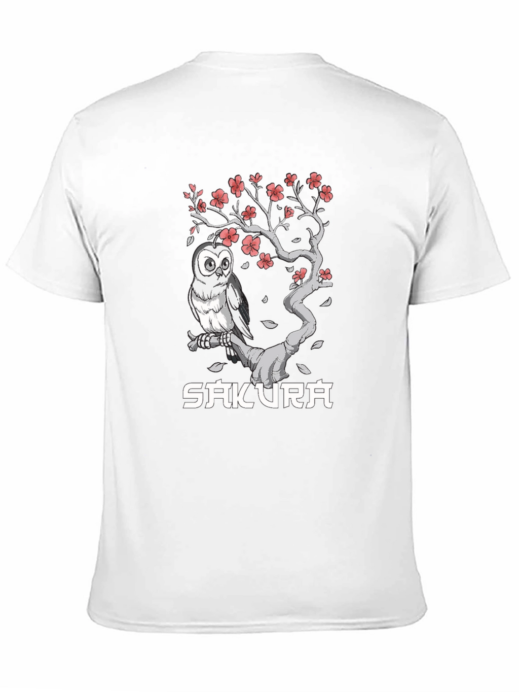 Sakura Owl Graphic Tee - Unisex Black T-Shirt