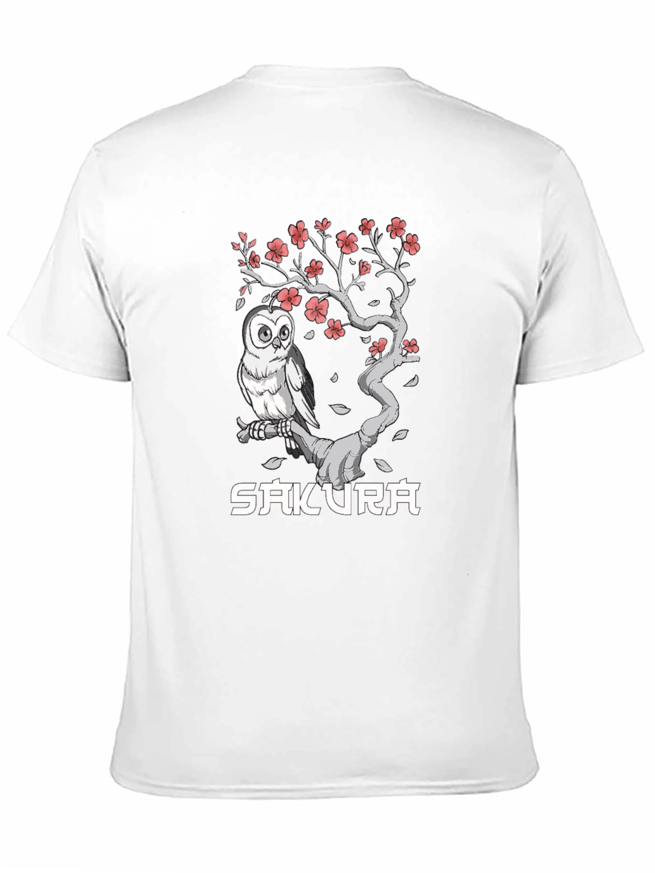 Sakura Owl Graphic Tee - Unisex Black T-Shirt