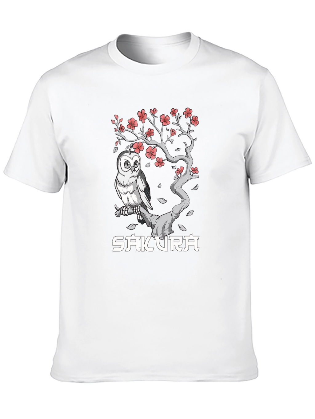 Sakura Owl Graphic Tee - Unisex Black T-Shirt