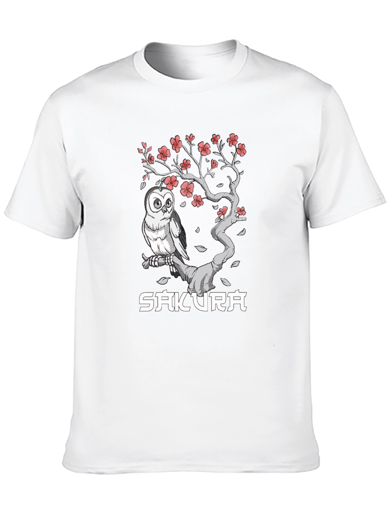 Sakura Owl Graphic Tee - Unisex Black T-Shirt