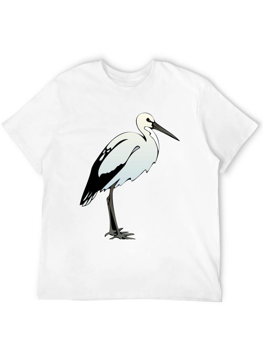 Black Cotton Tee with White Bird Print