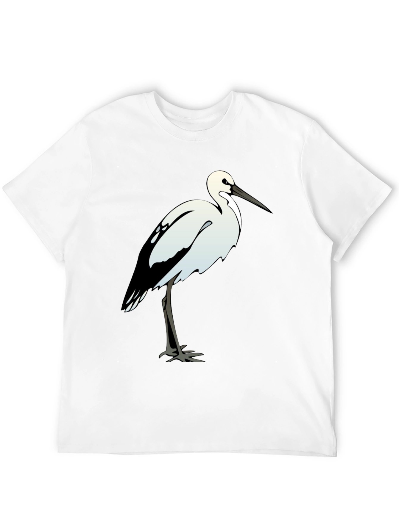 Black Cotton Tee with White Bird Print