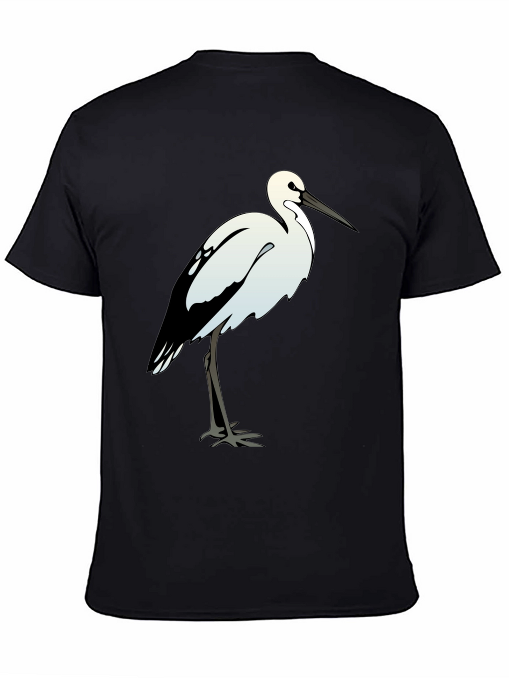 Black Cotton Tee with White Bird Print