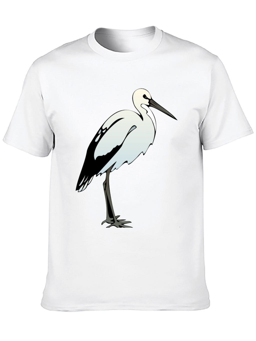 Black Cotton Tee with White Bird Print