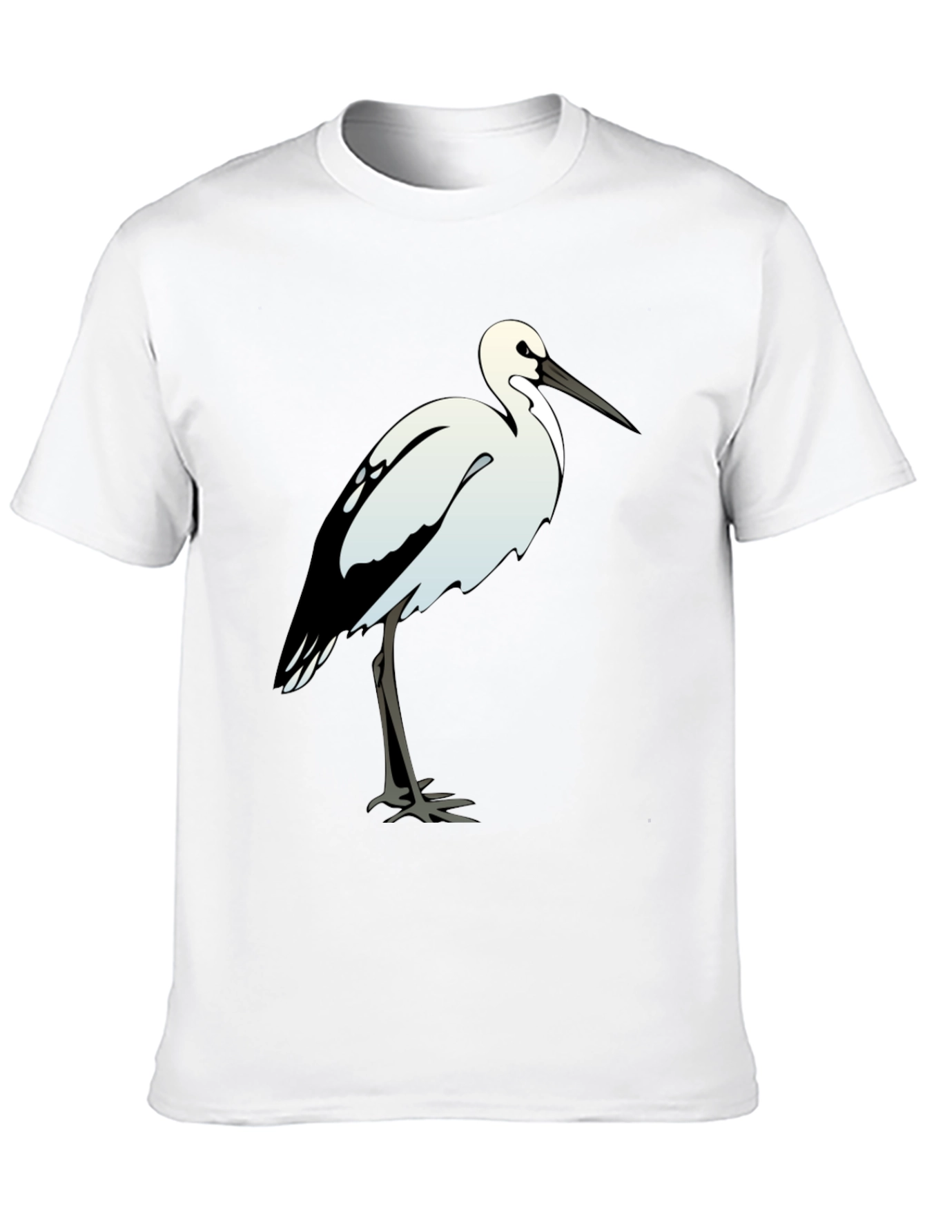 Black Cotton Tee with White Bird Print
