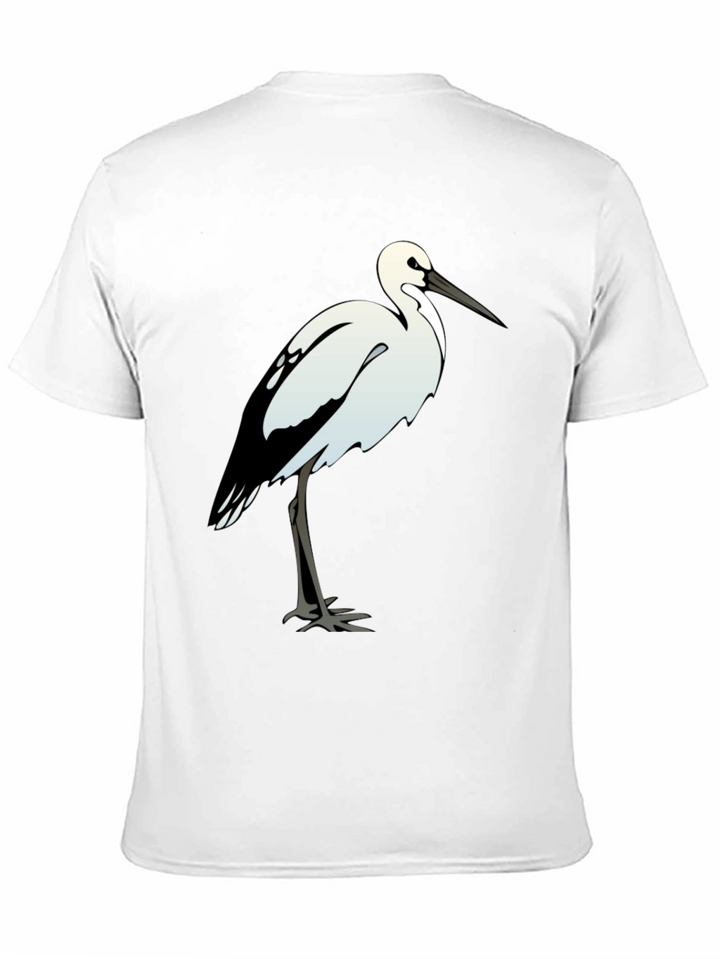 Black Cotton Tee with White Bird Print