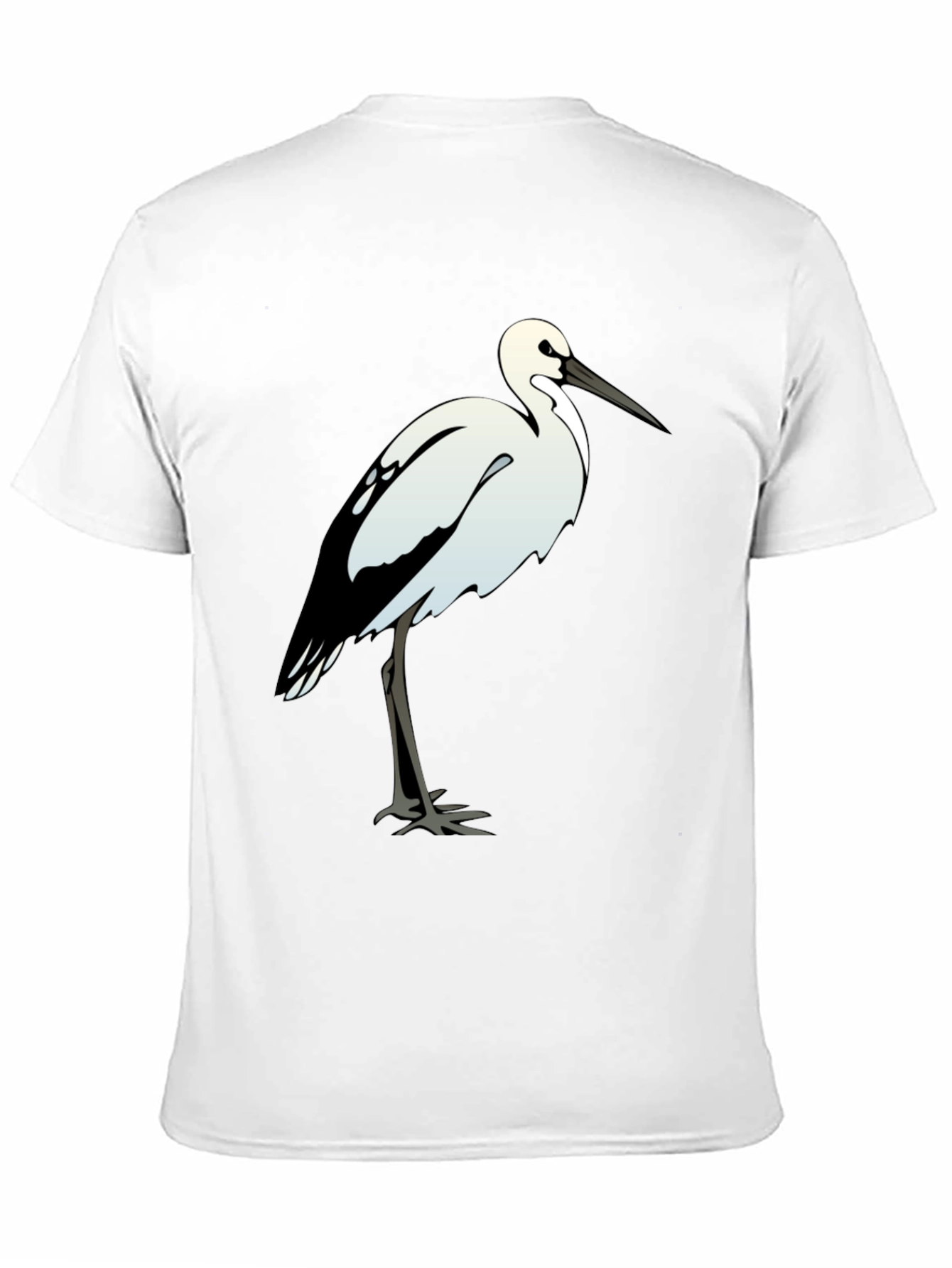 Black Cotton Tee with White Bird Print