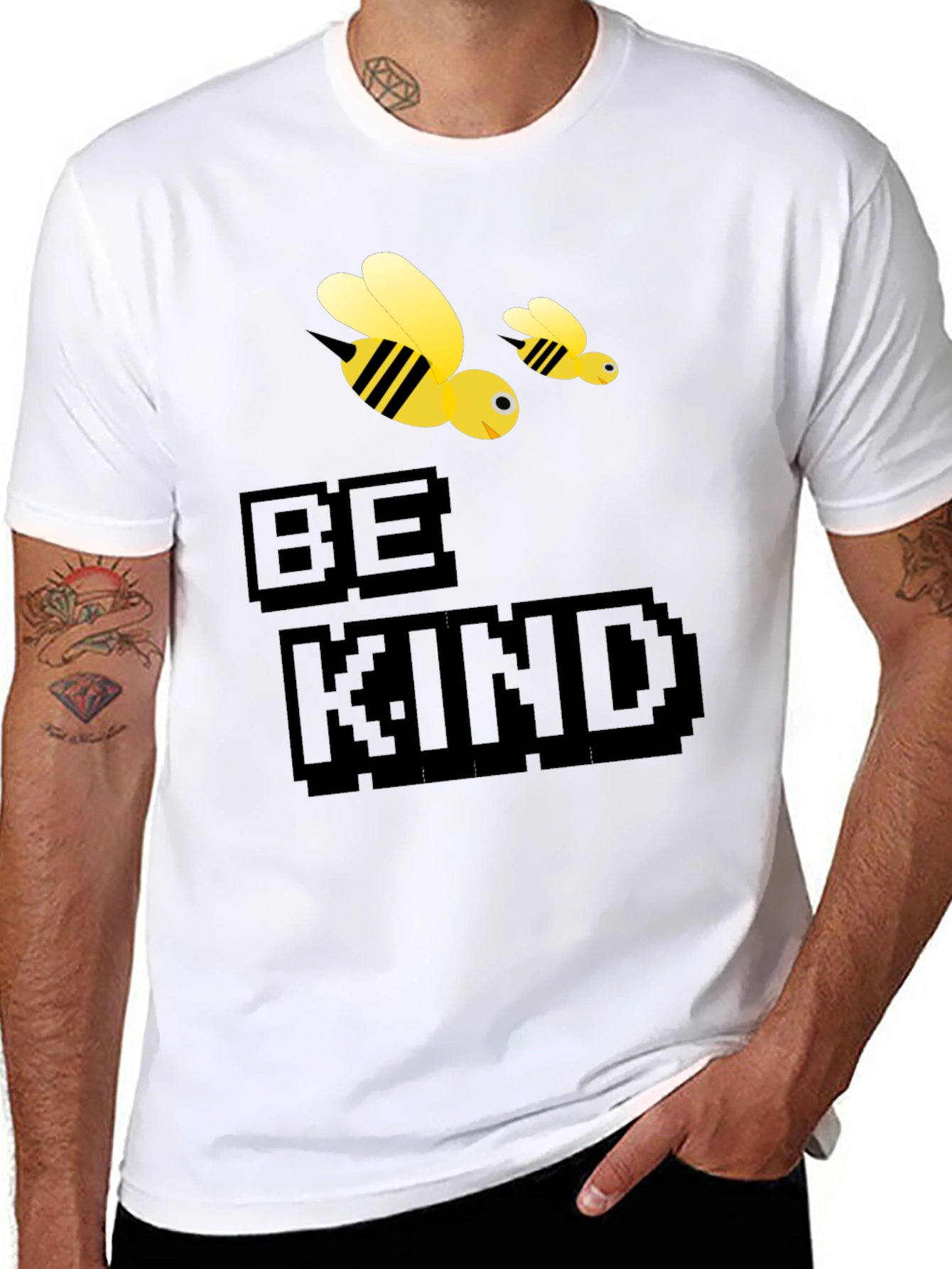 Be Kind Bee Graphic Tee - Black Cotton T-Shirt