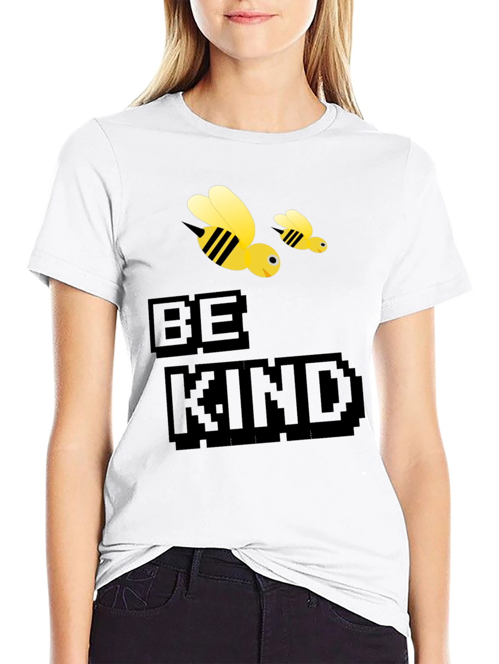 Be Kind Bee Graphic Tee - Black Cotton T-Shirt