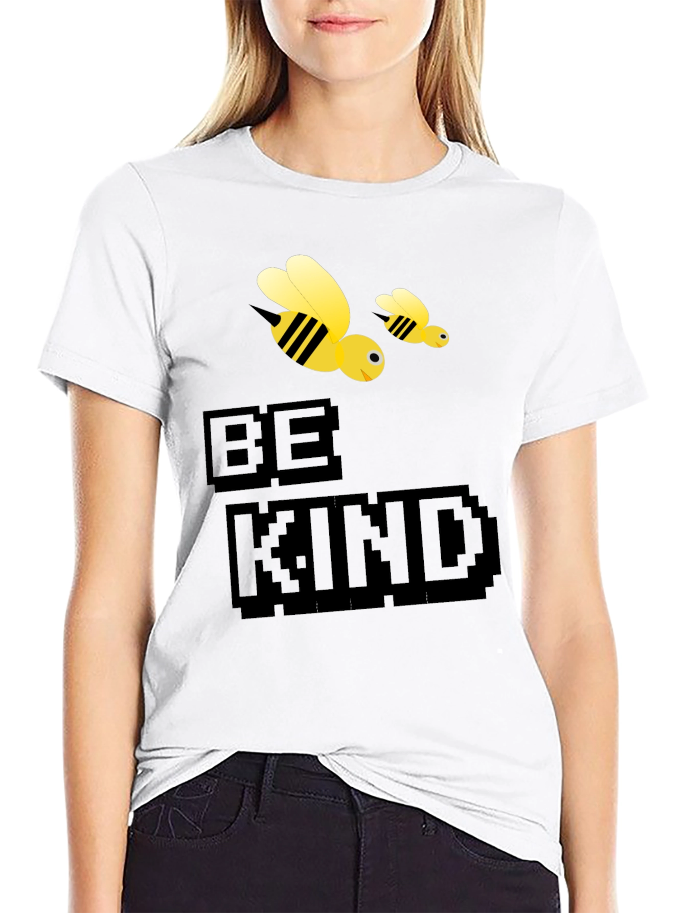 Be Kind Bee Graphic Tee - Black Cotton T-Shirt