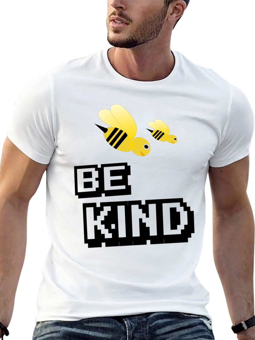 Be Kind Bee Graphic Tee - Black Cotton T-Shirt