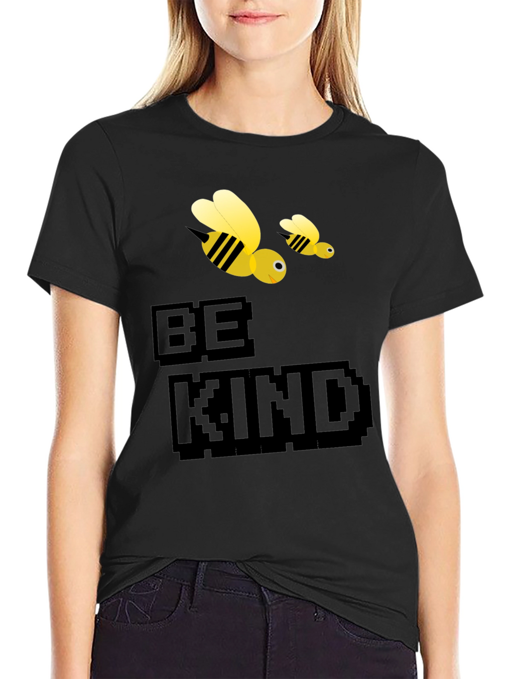 Be Kind Bee Graphic Tee - Black Cotton T-Shirt