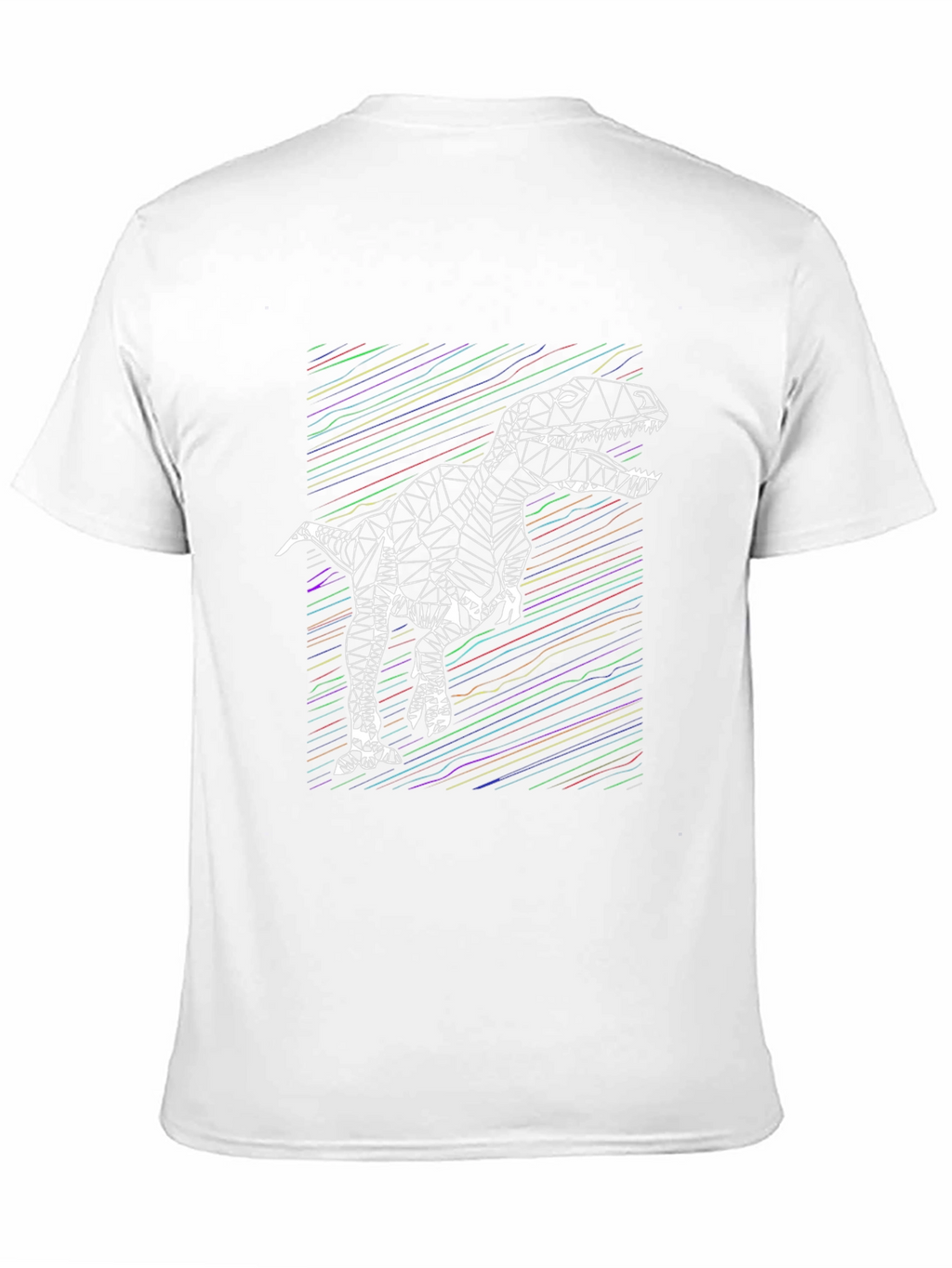 Geometric Dinosaur Graphic Tee - Stylish Mens Black T-Shirt