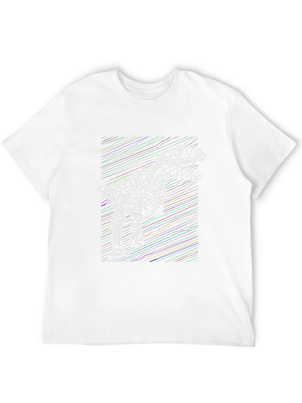 Geometric Dinosaur Graphic Tee - Stylish Mens Black T-Shirt