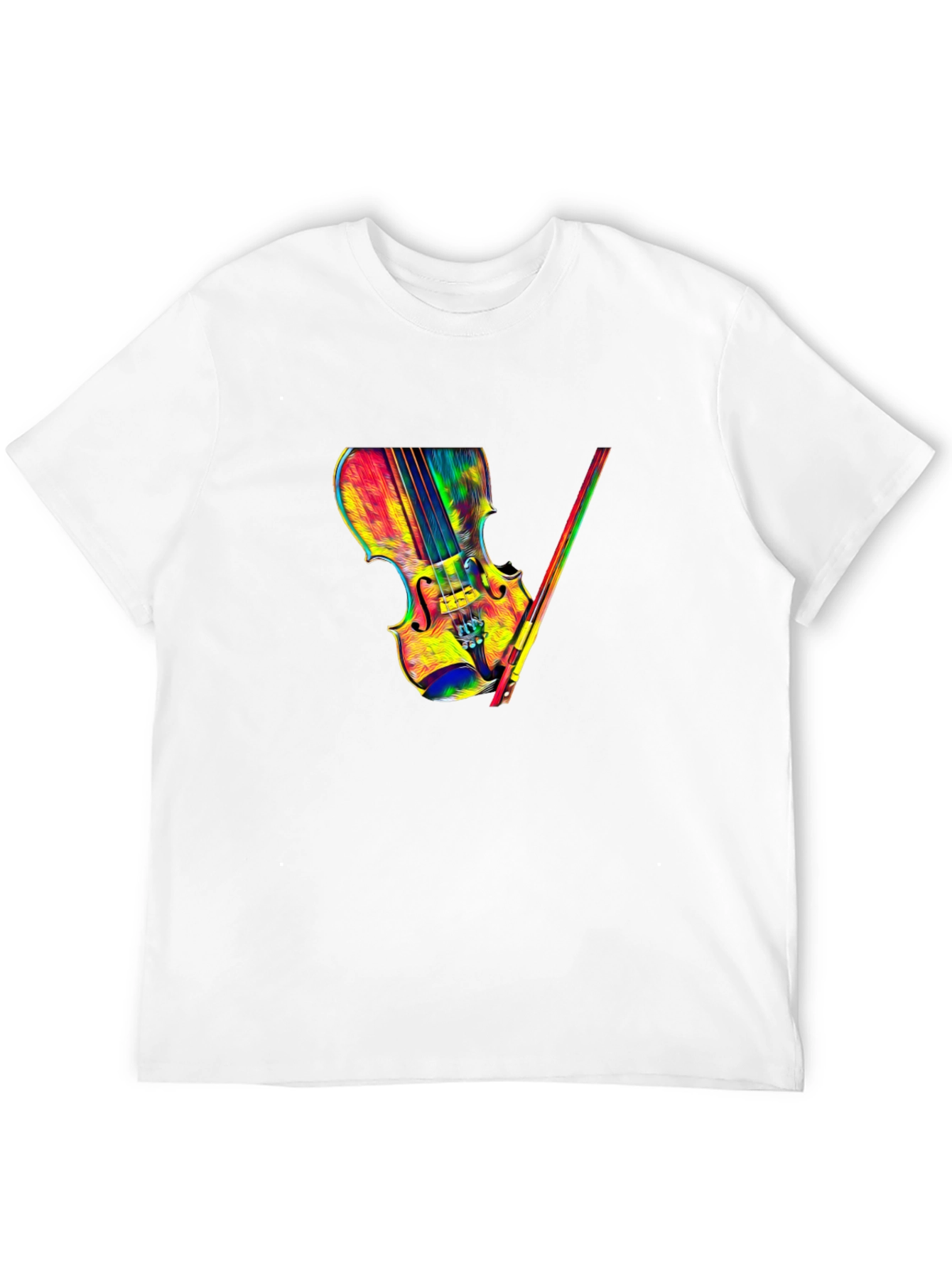 Colorful Violin Graphic Tee - Black T-Shirt