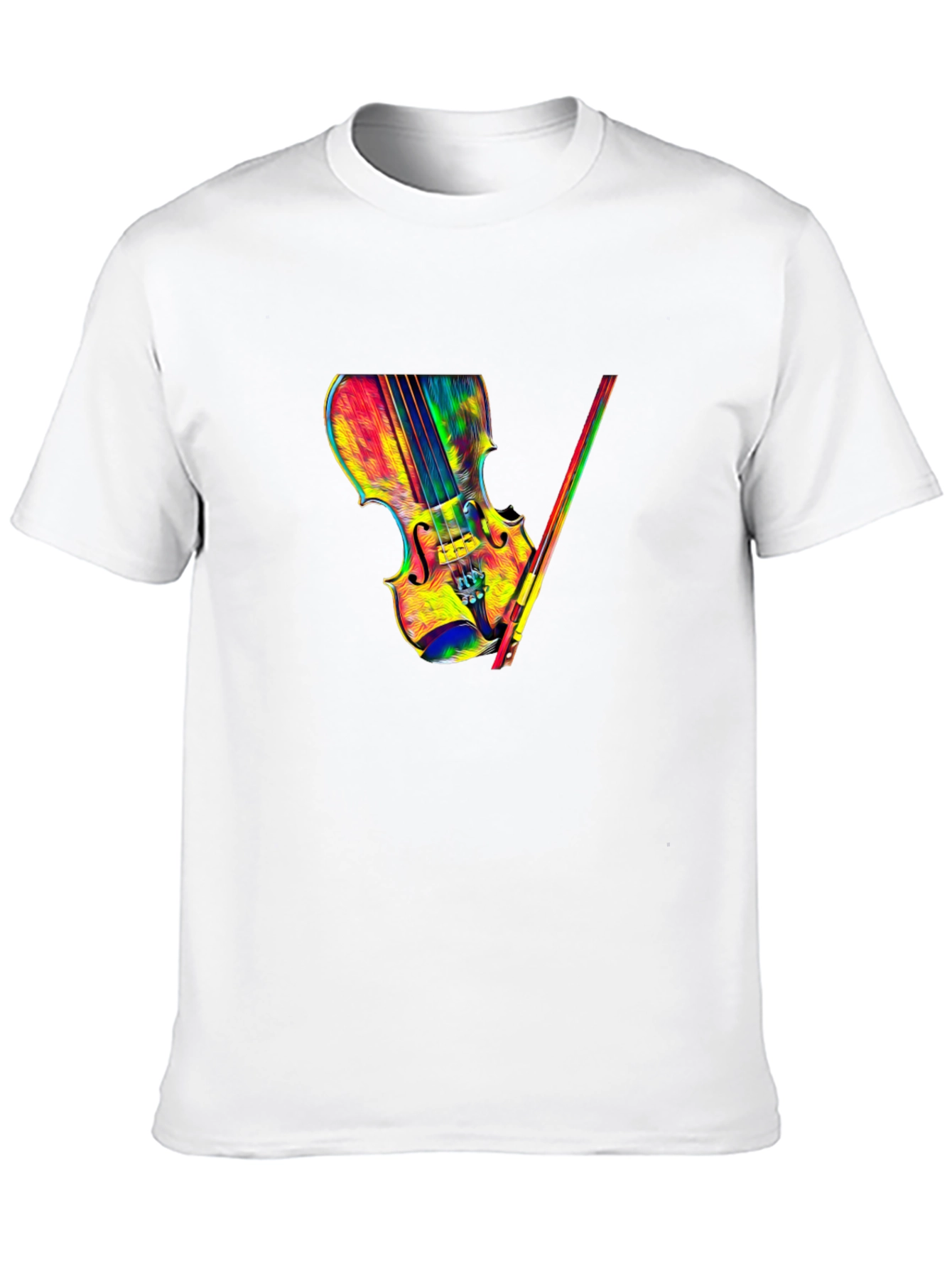 Colorful Violin Graphic Tee - Black T-Shirt