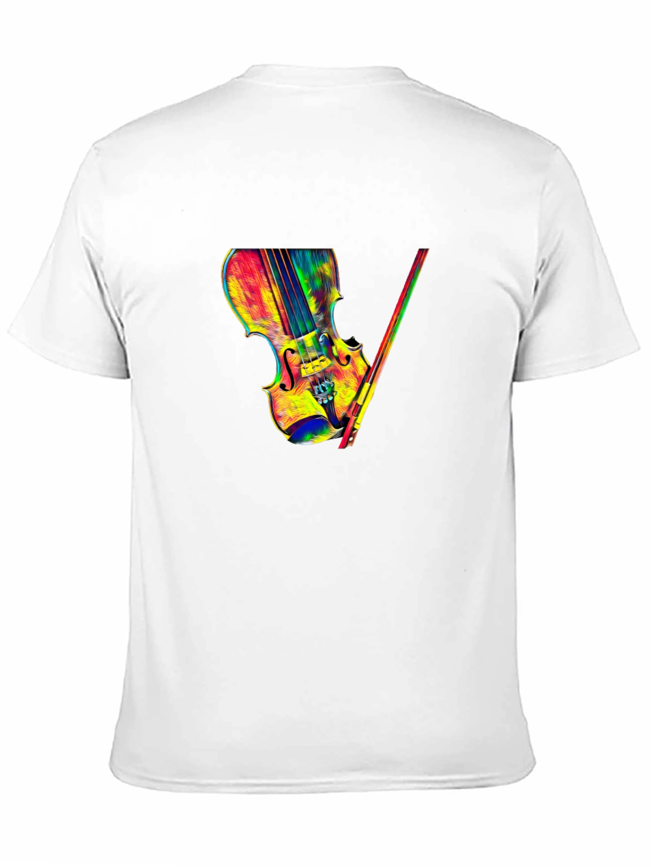 Colorful Violin Graphic Tee - Black T-Shirt