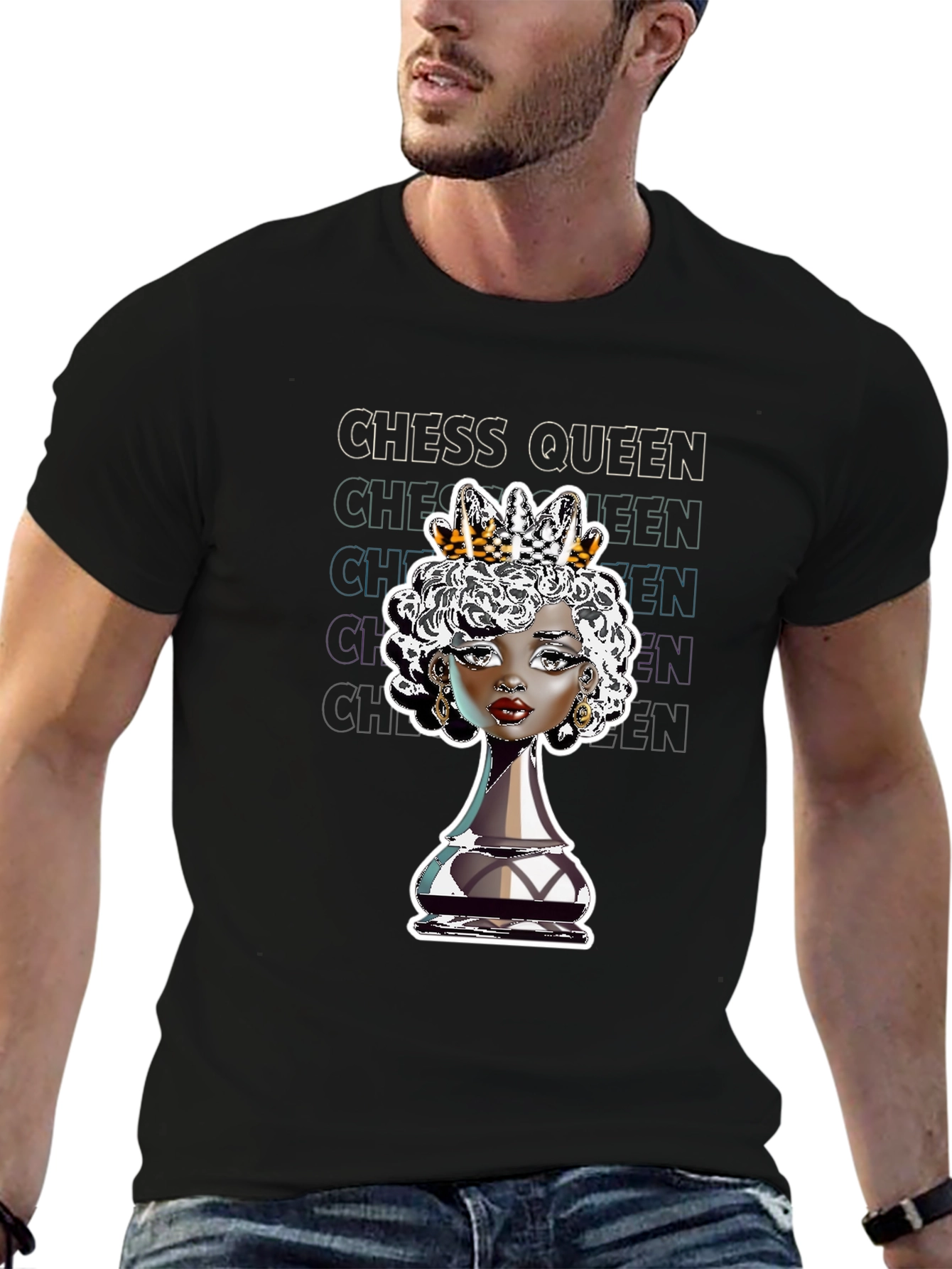 Chess Queen Graphic Tee - Stylish Black T-Shirt