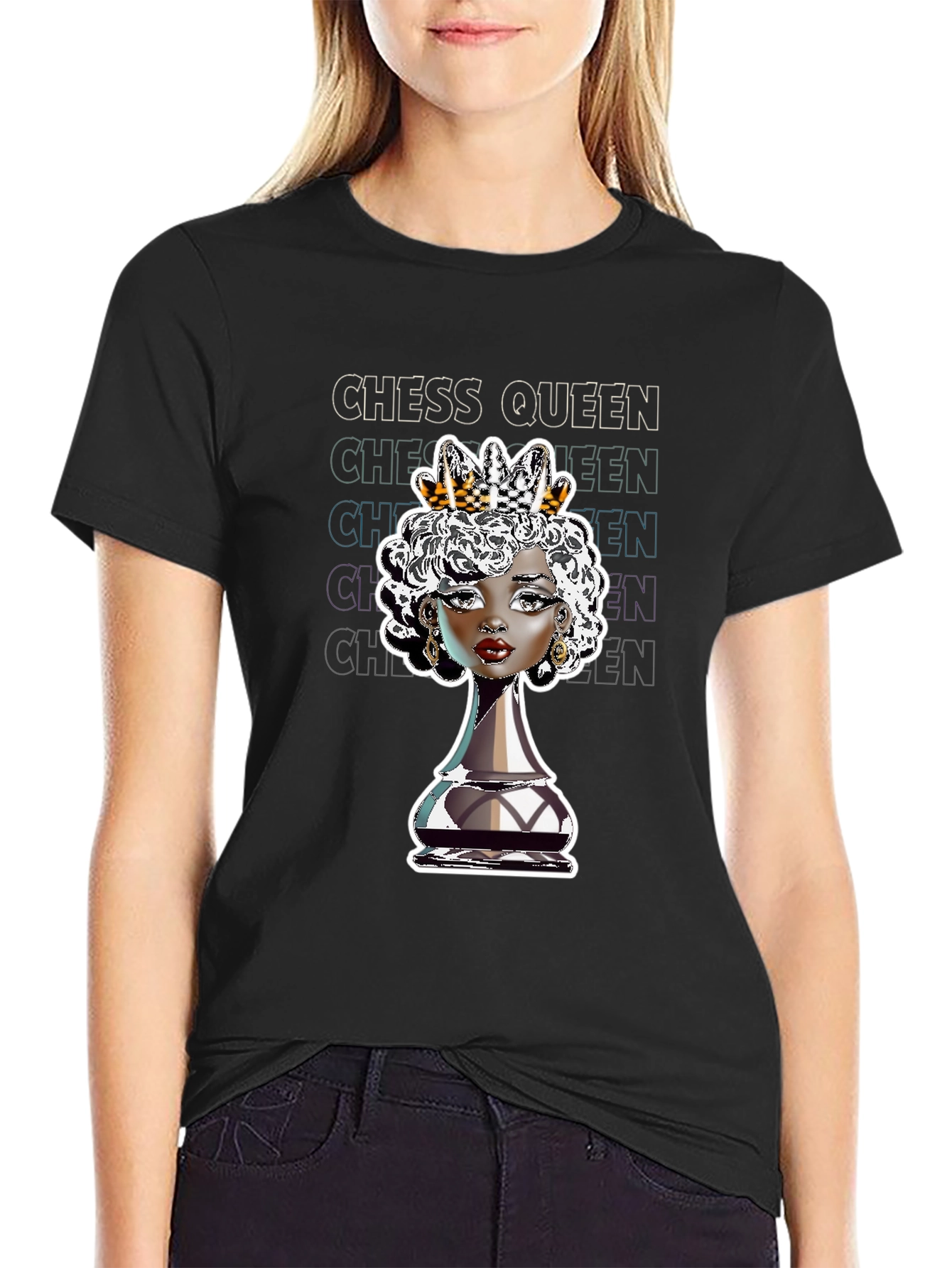 Chess Queen Graphic Tee - Stylish Black T-Shirt