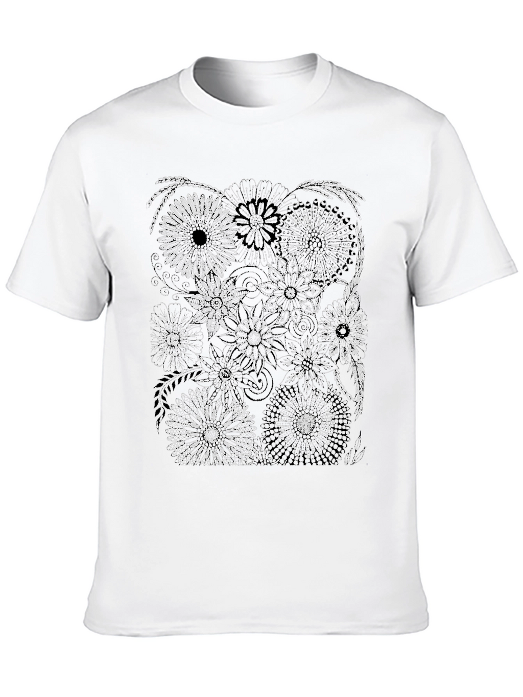 Floral Print Black Crew Neck T-Shirt